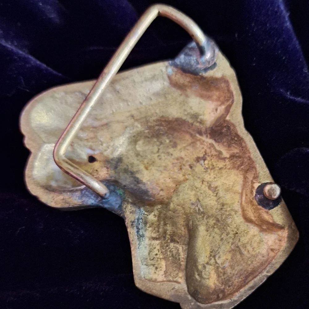 Solid Brass 2 Horse Head Belt Buckle